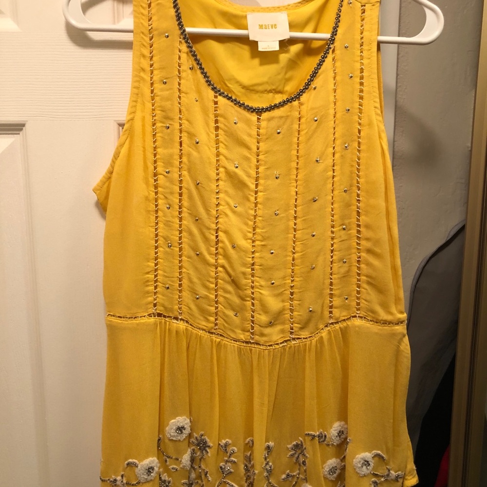 Anthropologie Maeve Calendula Peplum Beaded Blouse